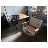 card table with sewing machine cut out chair