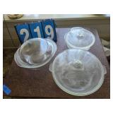 Pyrex clear casserole dishes lot of 3