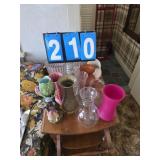 Vase lot some red some clear barbotine