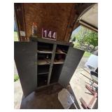 grey wood cabinet seems to be solid