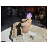 milk cans and vintage woodworkers box