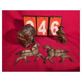 vintage indian bank horse and cast iron boy