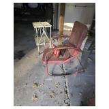 red metal springback deck chair