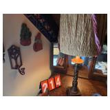 Lamp and hangers in the corner