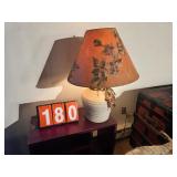 lamp white w floral shade