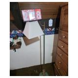 brass and green floor lamp