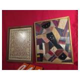 cross stitch sampler and crazy quilt piece