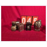 cast iron bank lot safe cube pig black