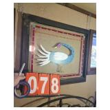antique window with mexican bird painting