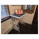 Sears treddle table stand with cast iron grates