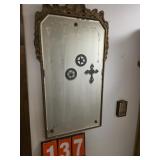 Baroque style etched glass mirror