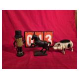 cast iron banks pig horse Mr. Peanut
