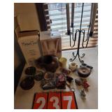 candle holders wood serving items misc lot