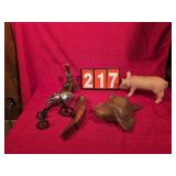 wood turtle pig bank tiki god puzzle