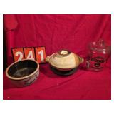 stoneware pig crock asian bowl and canister