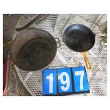 wagner 1268E cast iron dutch oven and a fryingpan