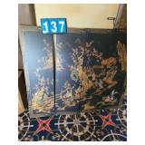 4 panel asian hand painted wall hanging