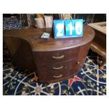 art deco mid century curved front side cabinet