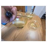 federal glass Amber gold ribbed bowl set of 4