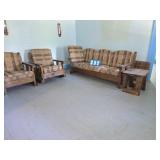 vintage livingroom set knotty pine cabin style