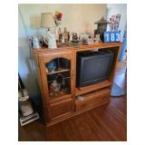 light oak home entertainment center and contents