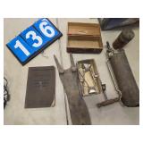 antique boot jack fire extringuisher trimmer can