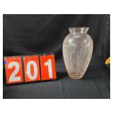 pale pink crackle glass urn