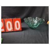 blenko art glass bowl blue green