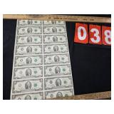 uncut sheet of $2 bills