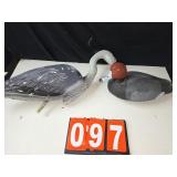 heron and duck decoys