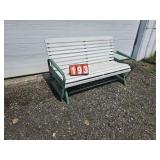 vintage porch glider wood and metal