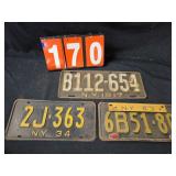 antique license plate lot    1917 34 42 jewels