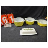 pyrex crazy daisy butter dish verde avacado cas.