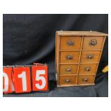 antique wood apotocary cabinet 8 drawer