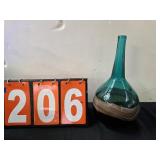 art glass vase blue with swirl brown balerina?