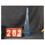mid century aqua blue faceted glass genie bottle