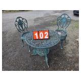 Aluminum table and 2 chairs