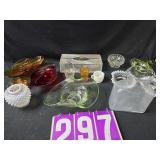 art glass dishes and decantures