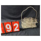mid century 5 glass caddy and glasses