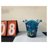 Fenton 2003 artist signed vase heirloom optics