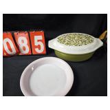 Pyrex verde olive 043vcasserole 1967 and pie plate