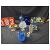 blue glass fairy lamps and other decor