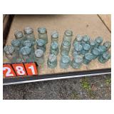 Mason Ball jars blue glass pop top lot