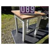 table with aluminum legs wood top