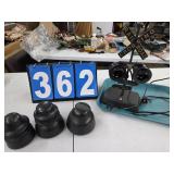 train signal desk light and glass insulators