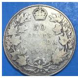 1914 50 Cents Silver Canada