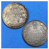 1929 & 1931 25 Cents Silver