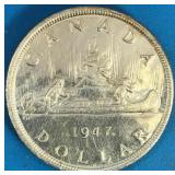 1947 Maple Leaf Silver Dollar