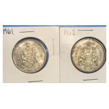 1961 & 1962 Silver Half Dollars