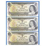 Lot of 3 Sequential $1 Banknotes